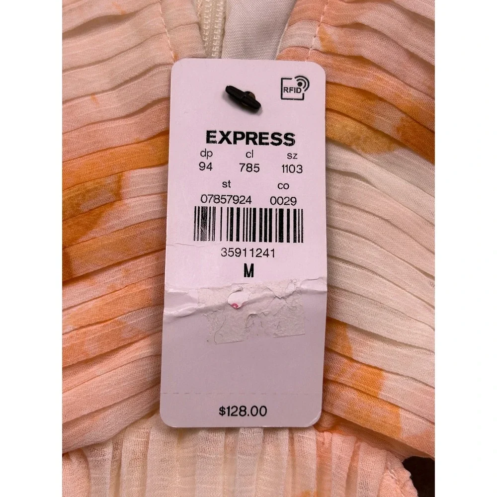 Express Maxi Dress Recycled Polyester Orange Floral Size Medium Womens